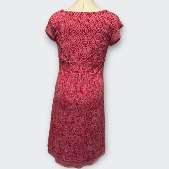 ATHLETA Dhara Pink Paisley Burnout Double Layer Dress S Travel Boho Coastal - Picture 6 of 10